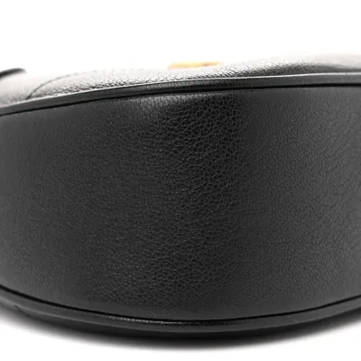 Gucci Small Aphrodite Shoulder Bag Black Goatskin Leather Brass Hardware