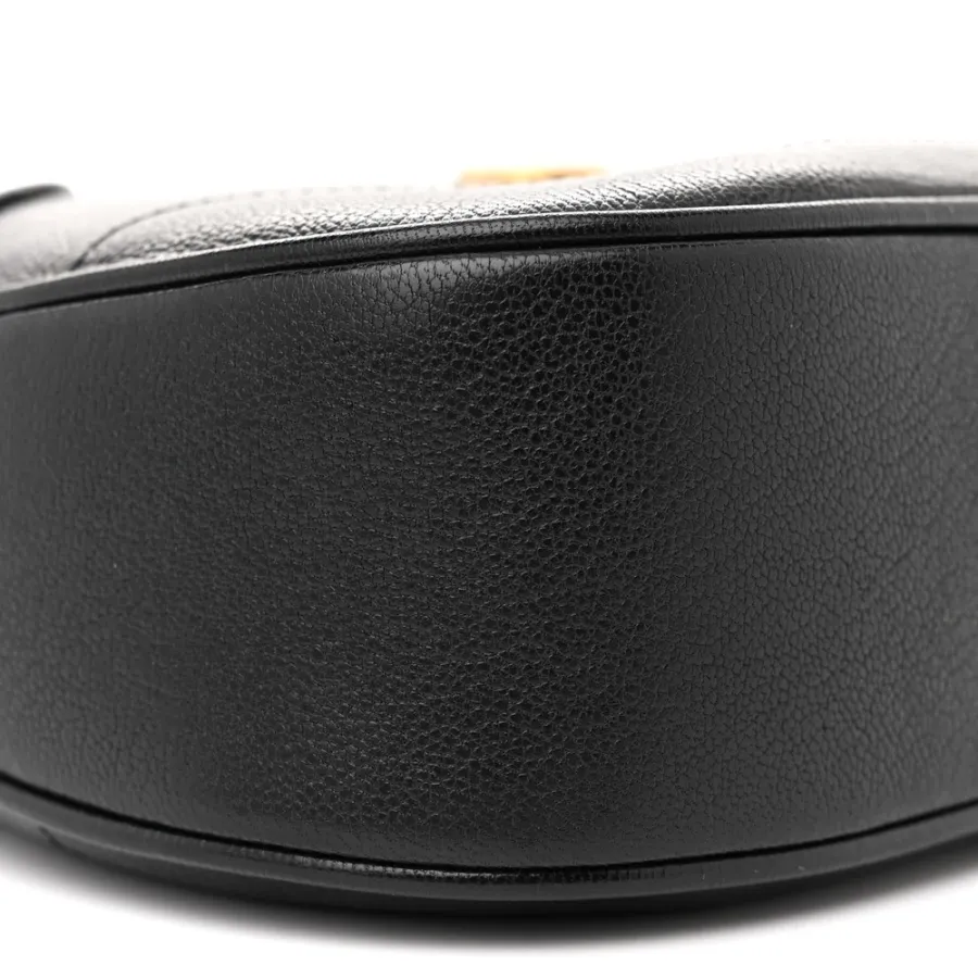 Gucci Small Aphrodite Shoulder Bag Black Goatskin Leather Brass Hardware