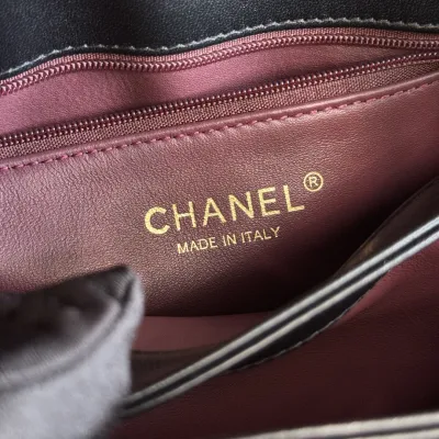 Chanel Sheepskin black gold button handbag crossbody bag