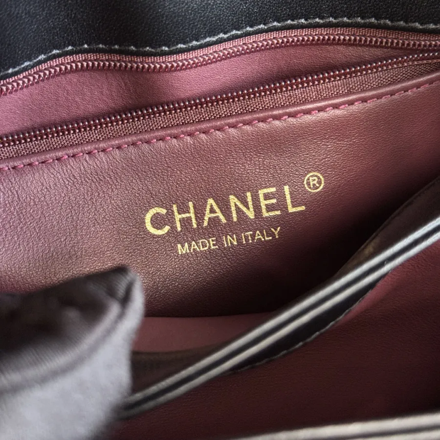 Chanel Sheepskin black gold button handbag crossbody bag