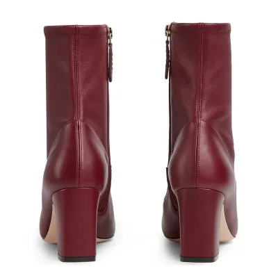 Gucci red square headed horse buckle high heels ankle boots