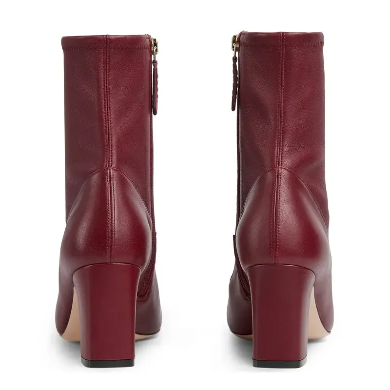 Gucci red square headed horse buckle high heels ankle boots