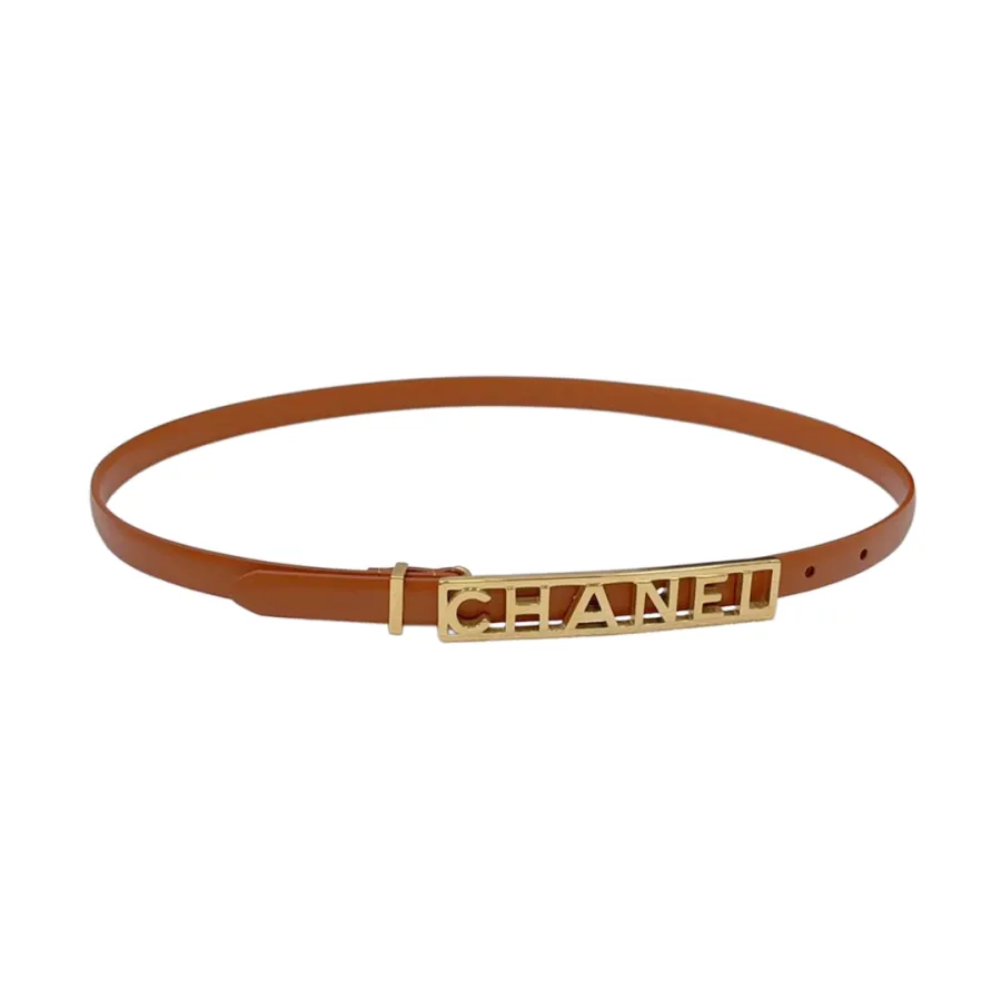 Chanel Women's Rectangled Buckle Belt In Black/White/Brown/Red Calfskin With Gold Hardware 15mm