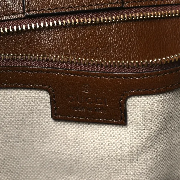 Gucci Horsebit 1955 Tote Bag Beige / Brown Sugar Monogram Canvas Light Brass Hardware - Image 2