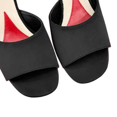 Roger Vivier Mules Sandals In Black/White/Pink Satin Crystal Heels (Heel Height 4cm)