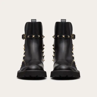 VALENTINO ROCKSTUD Calf leather ankle boots (heel height 4cm)
