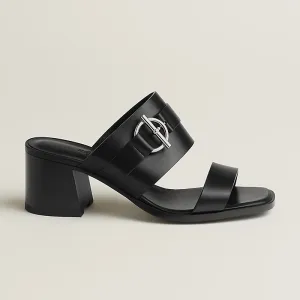 HERMES Kute Slippers High-heeled slippers Black High Heels Sandal
