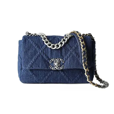 Chanel 19 Bag Light Blue Denim / Dark Blue Denim / Wine Red / Deep Red / Pink / Green / Apricot color 26cm Crossbody Bags