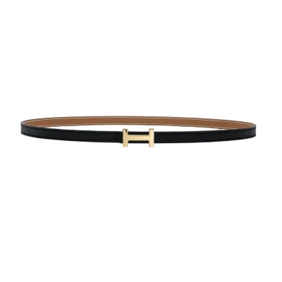 Hermès Women' s Focus H Buckle Belt In Brown/Black/Orange/White/Etoupe Calfskin With Gold/Silver Hardware 13mm