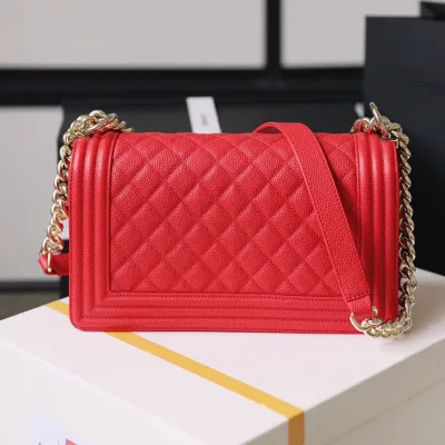 Chanel Lleboy Red Quilted Caviar Leather Shoulder Bags Crossbody Bags