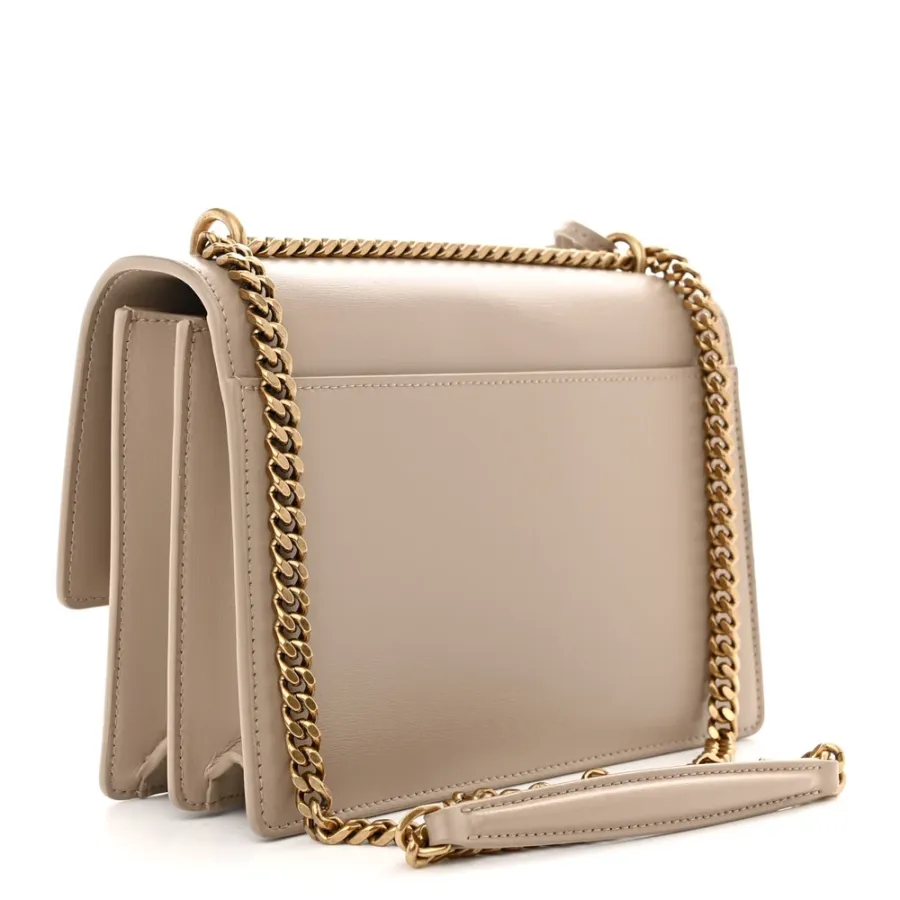 Saint Laurent Medium Sunset Dark Beige Monogram Calfskin Leather Aged Gold Hardware