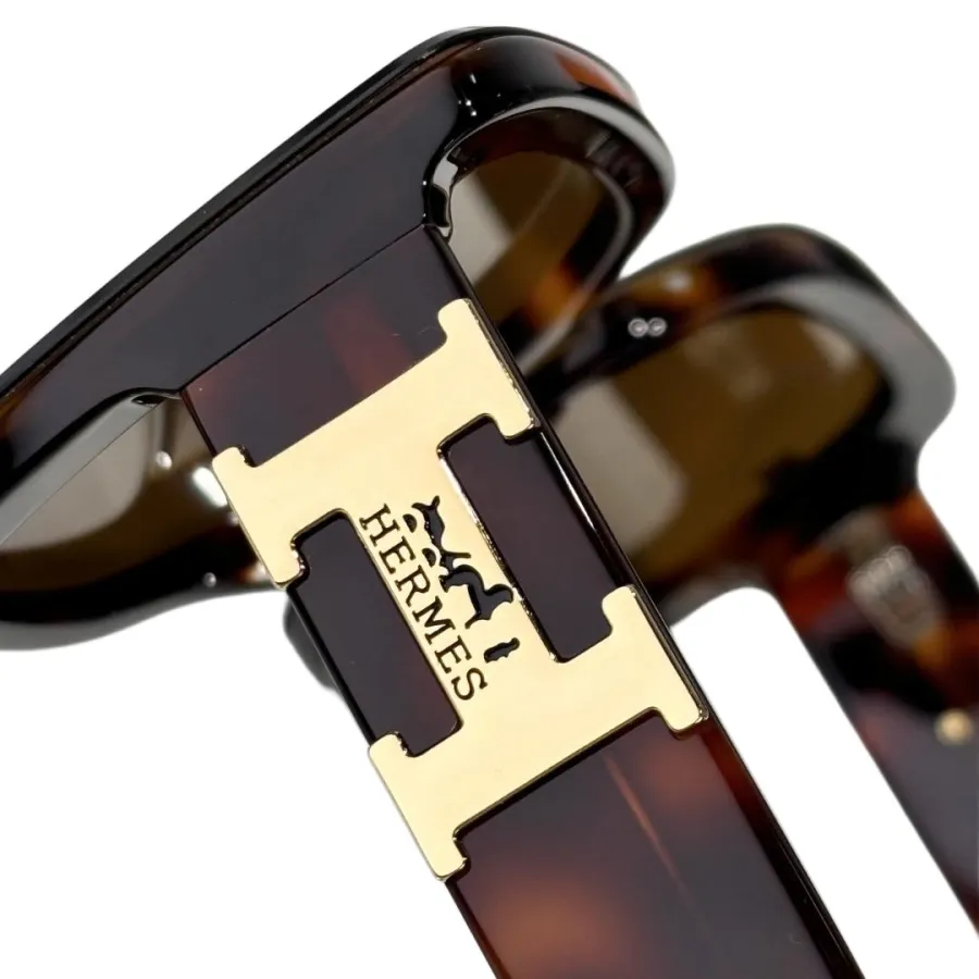 Hermès square frame glasses leopard/orange/black silver/black gold/green/green leopard color Size 55-18-145