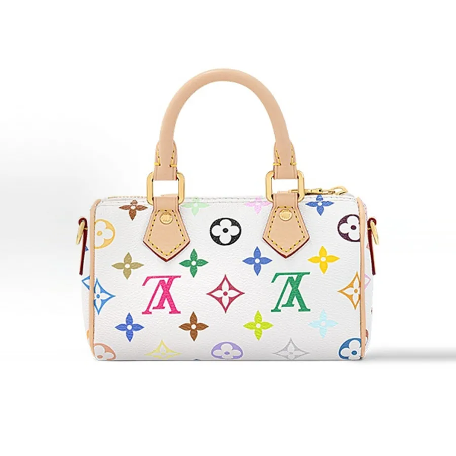 LOUIS VUITTON x Takashi Murakami NANO SPEEDY adjustable shoulder strap white Top-Handle Bags / Crossbody Bags