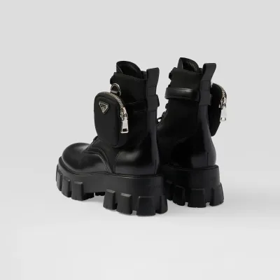 PRADA Black marbled leather boots (with bag)