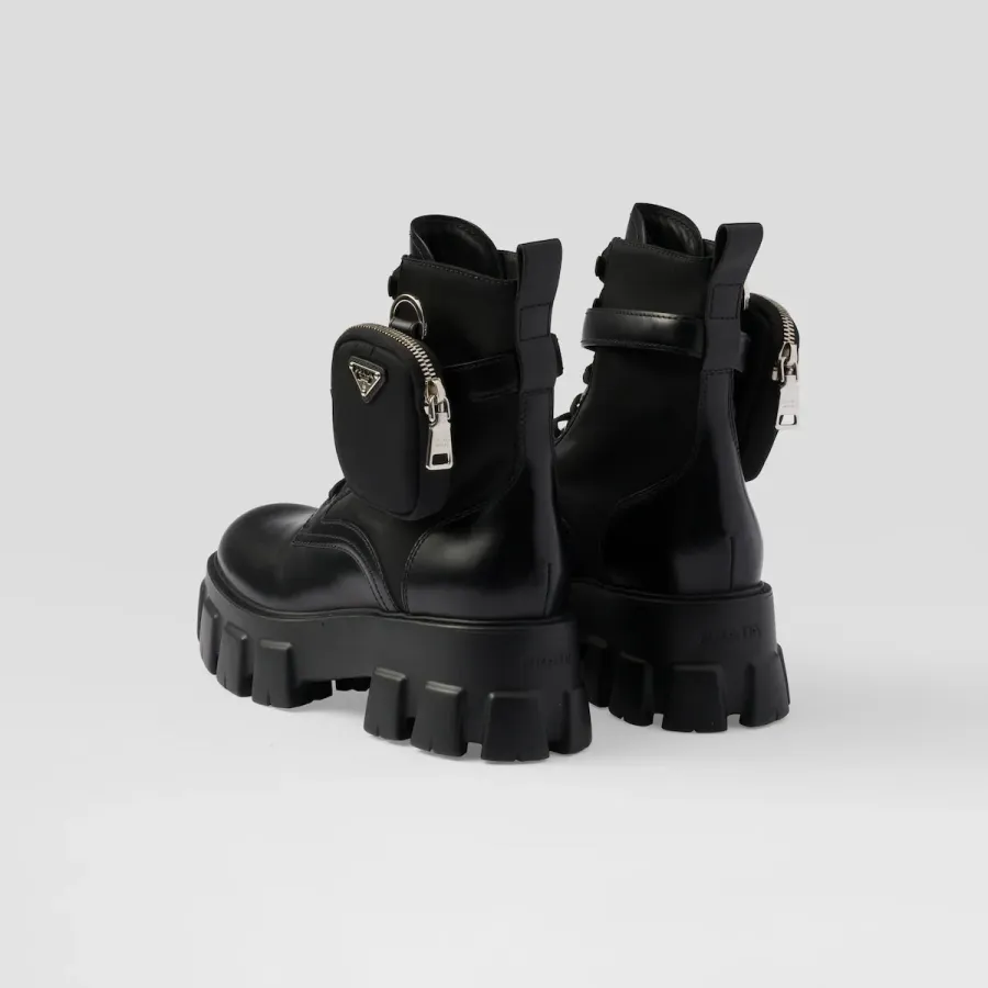 PRADA Black marbled leather boots (with bag)