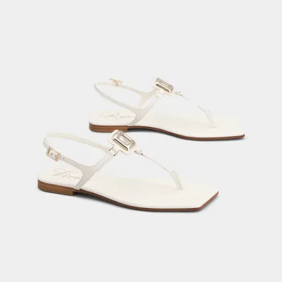 Roger Vivier Viv' By The Sea Sandals In White Leather With Metal Buckle
