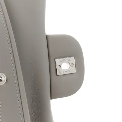 Chanel Double Flap Jumbo Grey Lambskin Bag