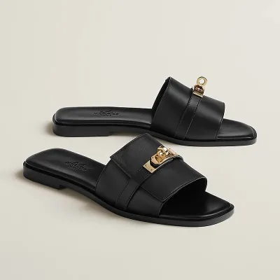 HERMES  Giulia Black Slippers