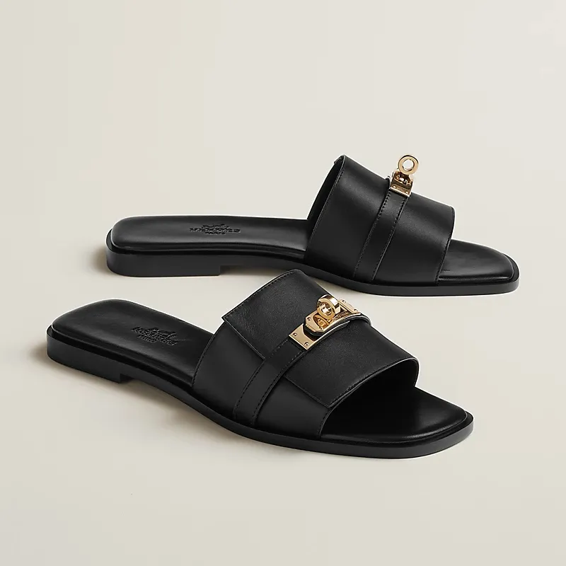 HERMES  Giulia Black Slippers