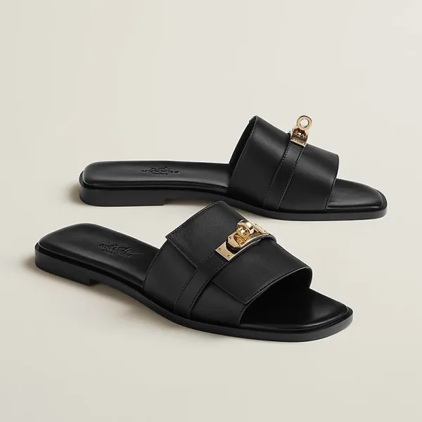 HERMES Giulia Black Slippers - Image 2