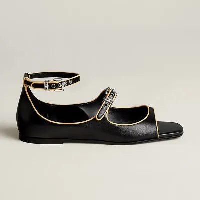 HERMES Kristen black Slingheeled sandals