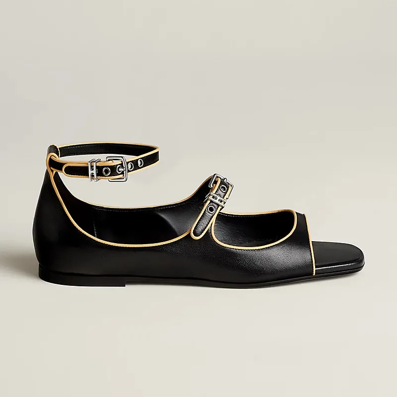 HERMES Kristen black Slingheeled sandals