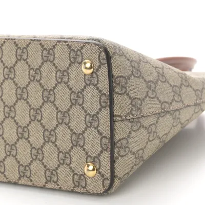 Gucci Medium Zip Top Tote Beige GG Supreme Monogram Canvas Gold Hardware