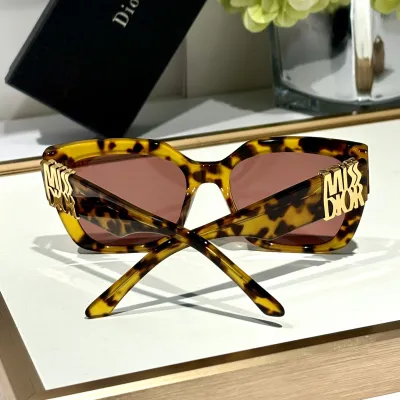 DIOR square frame glasses leopard brown/black purple/black tawny/black white/white/blue color Size 55口20-140