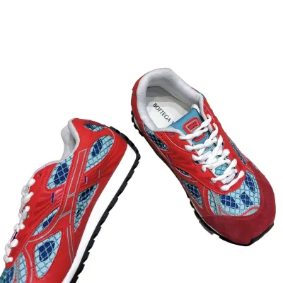 Bottega Veneta Orbit Runner Sneakers In Red Suede/Technical Fabric/Mesh Lace-Up Sneaker