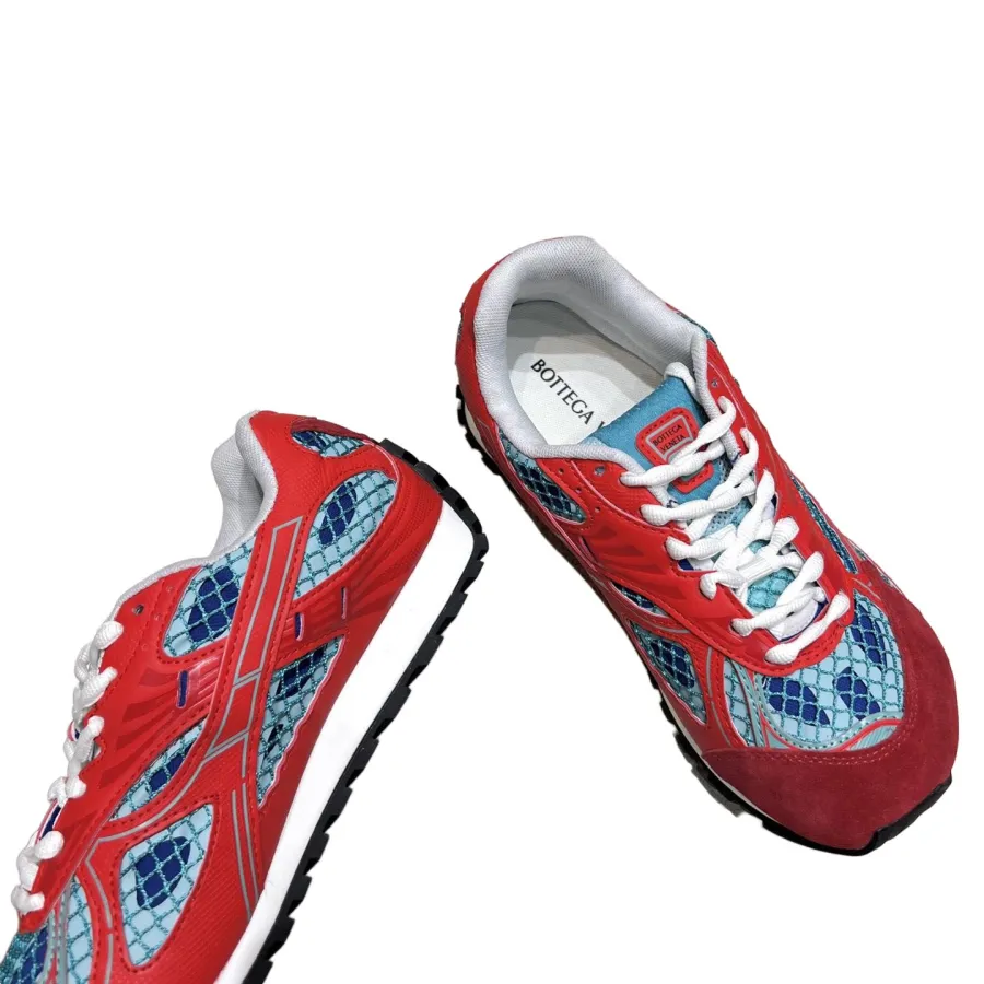 Bottega Veneta Orbit Runner Sneakers In Red Suede/Technical Fabric/Mesh Lace-Up Sneaker