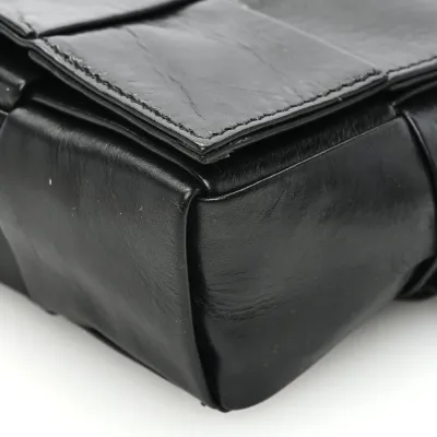Bottega Veneta Small Intreccio Cassette Belt Bag Black Paper Calfskin Leather