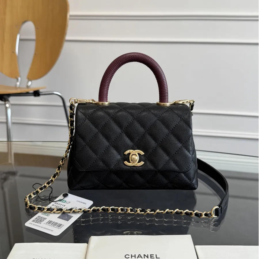 Chanel Coco Handle Black 19cm / 24cm / 29cm Quilted Caviar Leather Crossbody Bags Top-Handle Bags