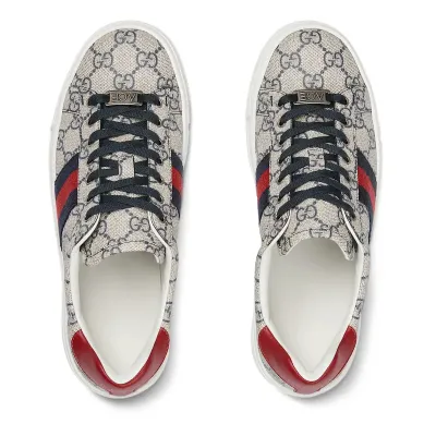 Gucci Ace series grey canvas sneakers woven fabric women's sports shoes