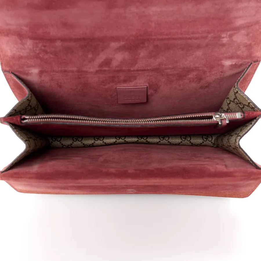 Gucci Small Blooms Dionysus Shoulder Bag Beige Multicolor / Dry Rose GG Supreme Monogram Canvas Aged Silver Hardware