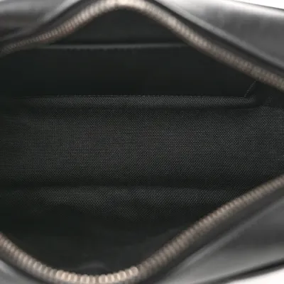 Gucci Small GG Marmont Chain Shoulder Bag Black Calfskin Leather Black Hardware