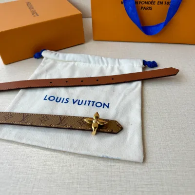 Louis Vuitton Women's Mini Flowergram Reversible Belt In Brown/Black/Pink/White Calfskin And Monogram Canvas With Gold/Silver Hardware 20mm