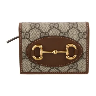 Gucci Large Wallet Neutrals GG Supreme Canvas Gold Hardware