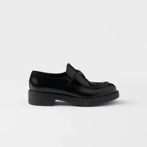 PRADA Black Chocolate shiny leather loafers