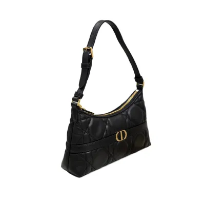 Dior Miss Caro Cigale Mini Bag In Black Macrocannage Lambskin Gold Hardware