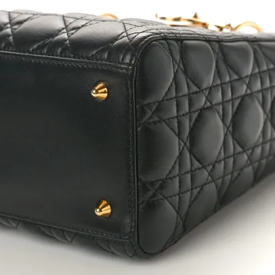 Dior Medium Lady Dior Black Cannage Lambskin Leather Gold Hardware