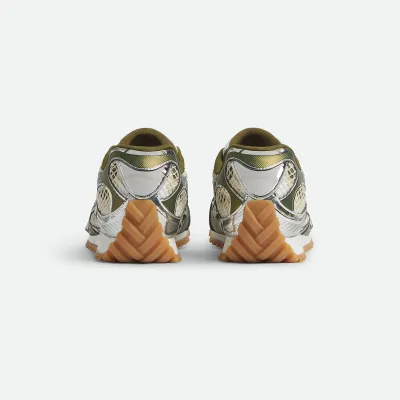 Bottega Veneta Orbit Sneakers In Silver/Mud Technical Fabric And Mesh Lace-Up Sneaker