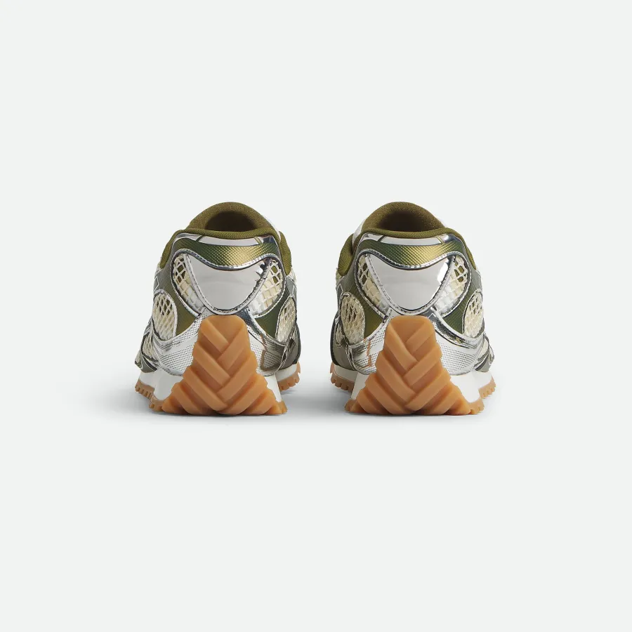 Bottega Veneta Orbit Sneakers In Silver/Mud Technical Fabric And Mesh Lace-Up Sneaker