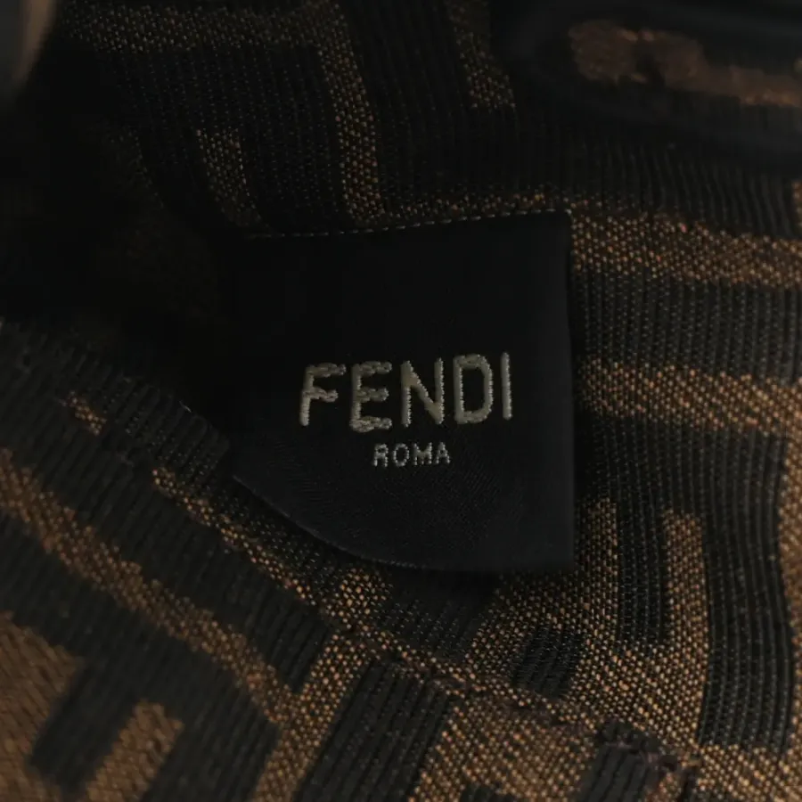 Fendi Mini FF 1974 Baguette Tobacco/Moro/Black Jacquard Fabric Gold Hardware