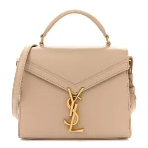 Saint Laurent Mini Cassandra Top Handle Crema Soft Classic Monogram Grain De Poudre Leather Aged Gold Hardware