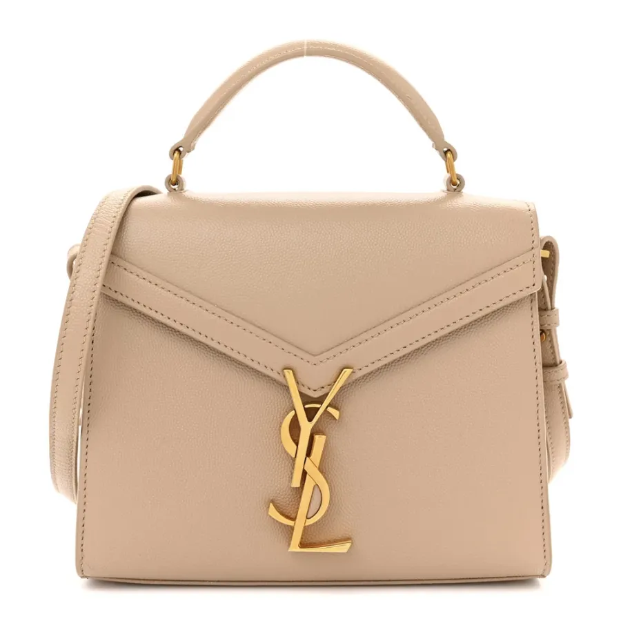 Saint Laurent Mini Cassandra Top Handle Crema Soft Classic Monogram Grain De Poudre Leather Aged Gold Hardware