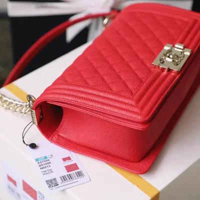 Chanel Lleboy Red Quilted Caviar Leather Shoulder Bags Crossbody Bags
