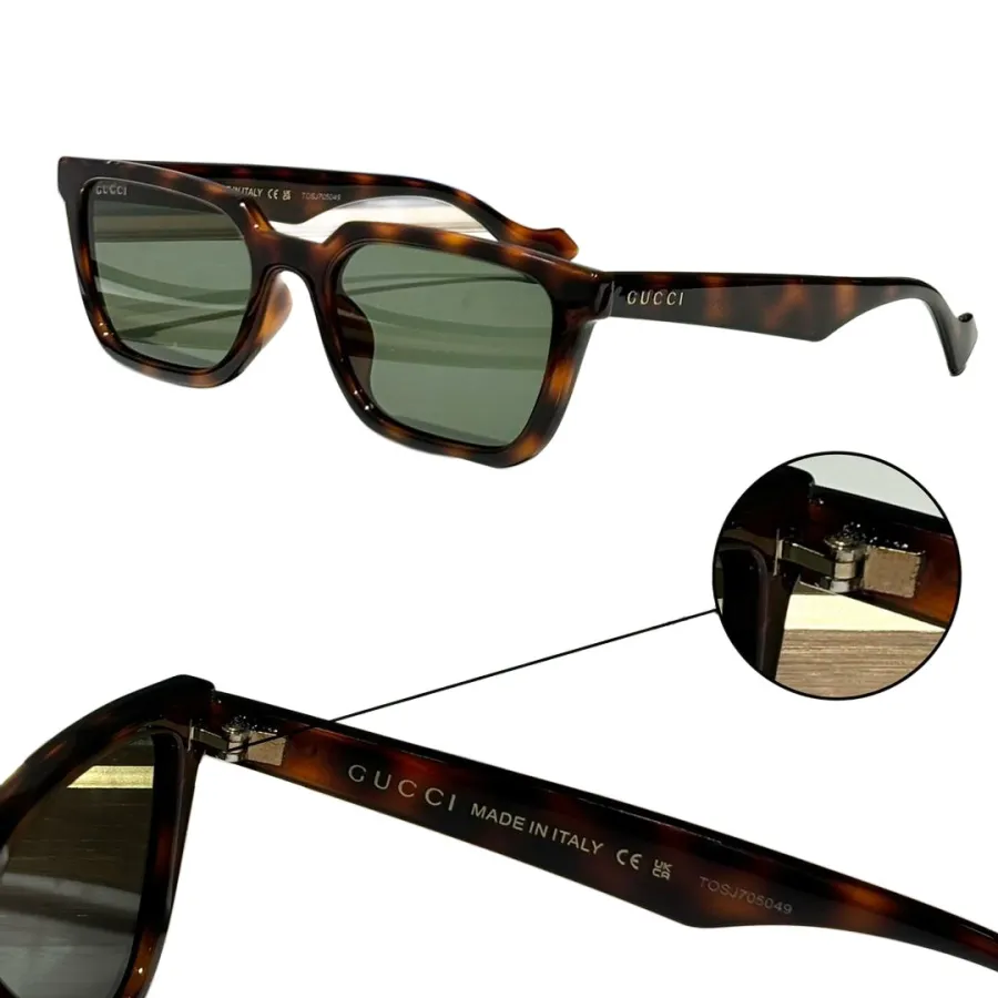 Gucci square frame glasses leopard/airy blue/black/leopard yellow color Size 55口19-145