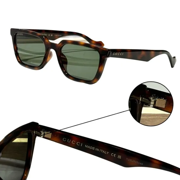 Gucci square frame glasses leopard/airy blue/black/leopard yellow color Size 55口19-145 - Image 2