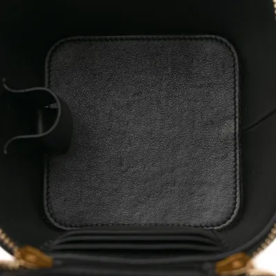 Chanel Vertical Vanity Case With Chain Small Black Quilted Caviar Leather Gold Hardware