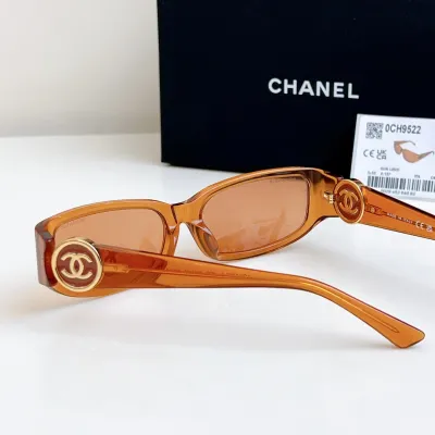 CHANEL square frame glasses orange color size 56-18-137